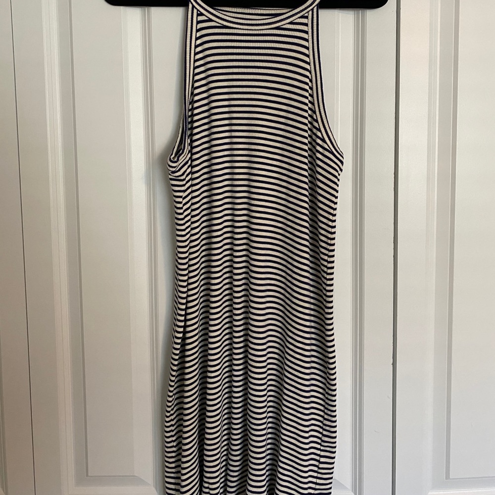 Madewell Black & White Striped Knit Midi Dress